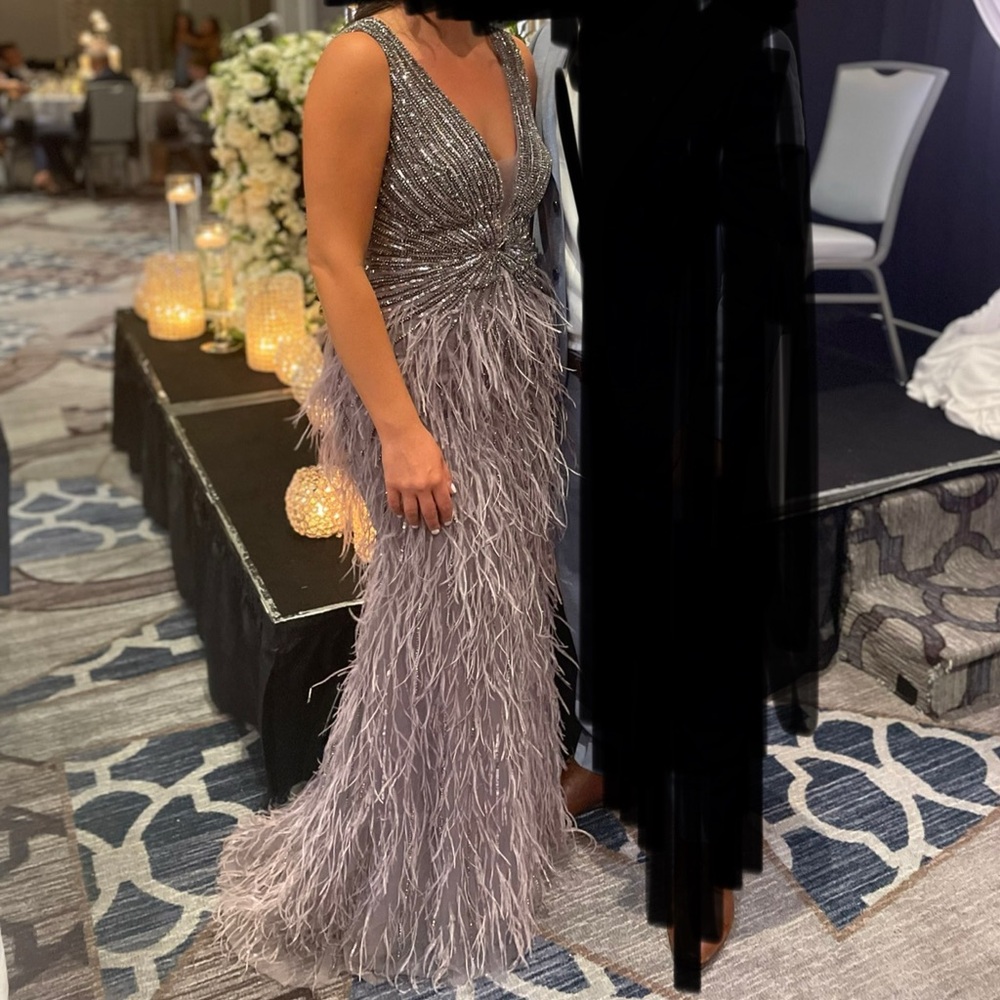 Elegant Silver Evening Gown